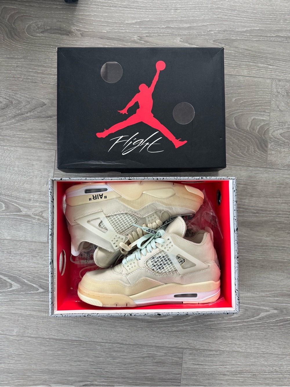 Authentic Air Jordan 4 off white sail